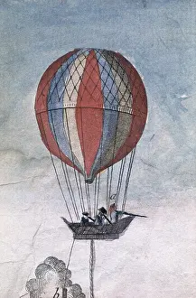 Globes Prints: Hydrogen balloon for a military use, designed by Charles Coutelle