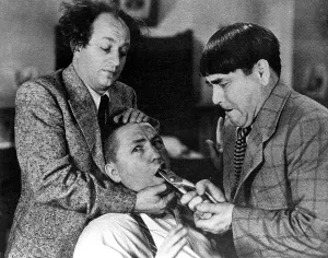 Comedians Prints: I CAN HARDLY WAIT, Larry Fine, Curly Howard, Moe Howard [The Three Stooges], 1943