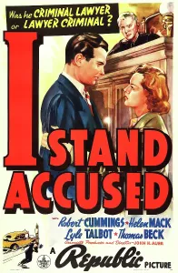 Judge Prints: I STAND ACCUSED, US poster art, foreground from left: Bob Cummings, Helen Mack, 1938