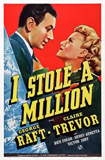 Trevor Prints: I STOLE A MILLION, US poser art, from left: George Raft, Claire Trevor, 1939
