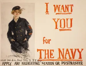 Recruitment Prints: I WANT YOU FOR THE NAVY. American World War 1 recruiting poster by Howard Chandler Christy