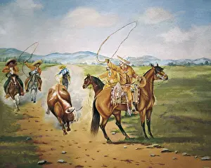 Mexico Prints: ICAZA, Ernesto (1866-1926). Horse Throwing