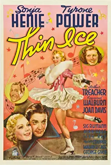 THIN ICE, Sonja Henie, Tyrone Power, Arthur Treacher, Joan Davis, 1937