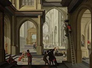 Puritans Prints: Iconoclasm in a Church, by Dirck van Delen, 1630, Dutch painting, oil on panel