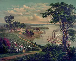 Farming Prints: Idealized view of a plantation in the Sunny South, with African Americans picking cotton