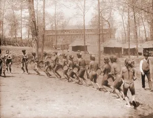 Folk Prints: Igorot men from the Philippines dance in a semi-circle