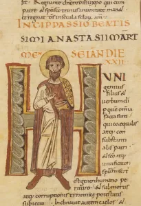 Illumination Prints: Illuminated Capital H with Saint Anastasio