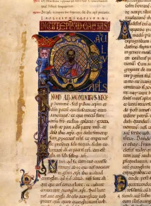 Lines Prints: Illuminated Capital P with Saint Paul