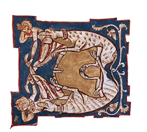 Theological Prints: Illuminated initial. 12th c. It belongs to a copy of the work by St