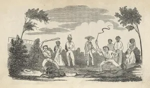 Louisiana Prints: Illustration of the beatings given to fugitive slave Henry Bibb after his return to captivity in Louisiana