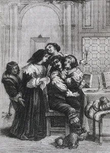Customers Prints: Illustration of a brothel during 17th c
