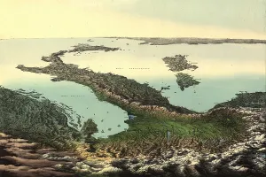 Croatia Prints: Imaginative bird's eye view of Italian peninsula looking south from the Alps