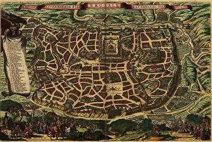 Moses Prints: Imagined map from 1650, depicting Jerusalem as it existed in the Roman era