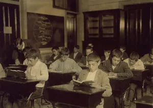 Students Prints: Immigrant boys in night school in Boston Massachusetts