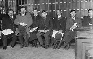 Ethnic Groups Prints: Immigrant candidates for naturalization seated with their papers in New York City government office