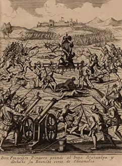 New Spain Prints: The Inca Emperor Atahualpa was captured by Spanish soldiers at Cajamarca