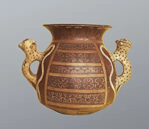 Crockery Prints: Inca Vase with Geometric Decoration and Zoomoprhic Handles