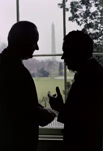 Inaugurations Prints: Incoming and outgoing Presidents Johnson and Nixon meet in the White House on Inauguration day