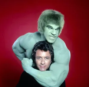 Bixby Prints: THE INCREDIBLE HULK, from front: Bill Bixby, Lou Ferrigno, 1978-82
