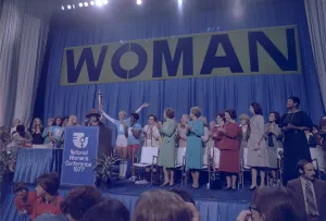 Abzug Prints: Incumbent First Lady Rosalynn Carter is joined by Betty Ford and Ladybird Johnson