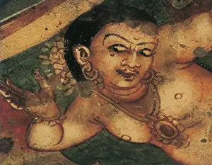 Complexion Prints: INDIA. Ajanta. Ajanta Caves. Detail with a feminine figure
