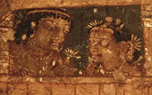 Complexion Prints: INDIA. Ajanta. Ajanta Caves. Men in a window