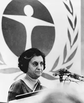 Sweden Prints: Indian Premier Indira Gandhi speaking at the United Nations Environment Conference