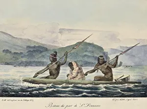 Louis Prints: INDIANS ON A BOAT ON THE PORT OF SAN FRANCISCO
