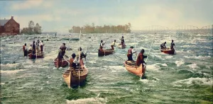Michigan Prints: Indians fishing at the Soo, photochrom, circa 1901