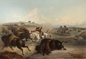 Hunting Prints: Indians Hunting the Bison, 1833-34