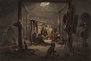 Dwelling Prints: Indians inside the lodge of a Mandan Chief, 1833-34