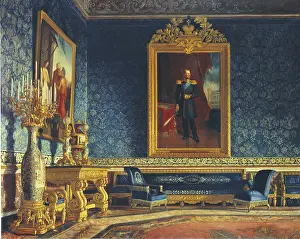 Royal Palace Prints: Indoor Portrait of Royal Palace of Naples with a Portrait of Tsar Nicholas I