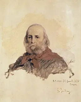 Revolutionary Prints: INDUNO, Girolamo (1825-1890). Portrait of Giuseppe Garibaldi