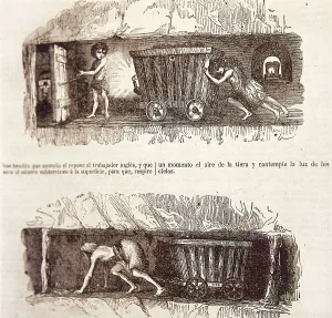Carts Prints: Industrial Revolution (1849). Children working in mines