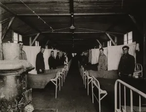Hospital Ward Prints: An influenza ward at the U. S. Army Base Hospital in Langres