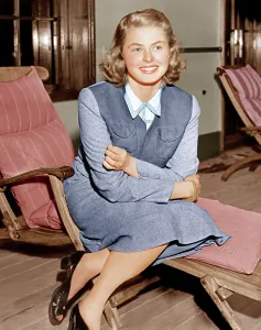 Ship Prints: Ingrid Bergman lounges on ship deck, 1940