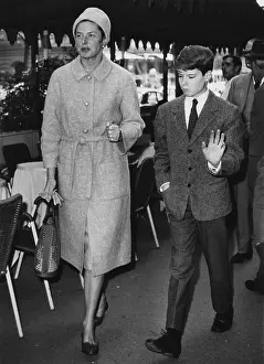 Scandinavian Prints: Ingrid Bergman walking with her 13-year-old son Robertino