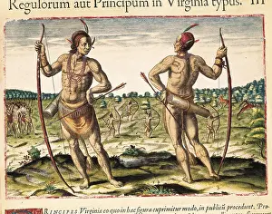 Indigenist Prints: Inhabitants of Virginia. lIlustration by Thodore de Bry for the work 'Admiranta Narratio'