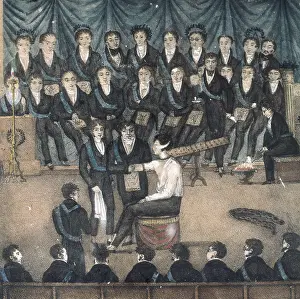 Watercolour Prints: Initiation ceremony of a Freemason (19th c)