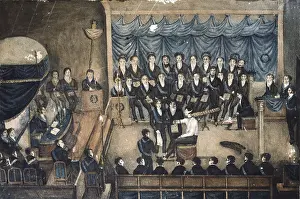 Masons Prints: Initiation ceremony of a Freemason (19th c)