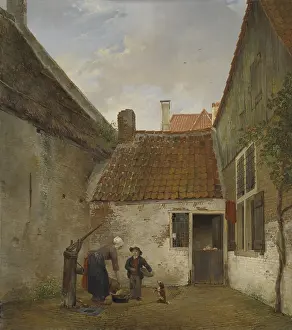 Labor Prints: Inner Courtyard, by Andreas Schelfhout
