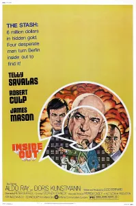 Culp Prints: INSIDE OUT, US poster, from left: Robert Culp, Telly Savalas, James Mason, 1975