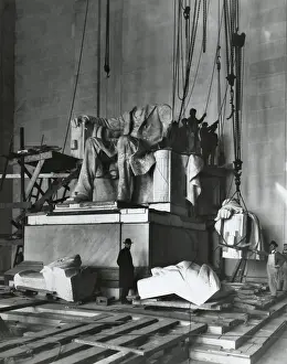 Construction Prints: The installation of the statue by Abraham Lincoln in the Lincoln Memorial