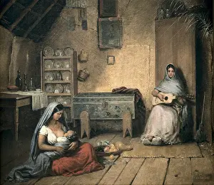 Indigenist Prints: Interior of a jacal (shack). 1853