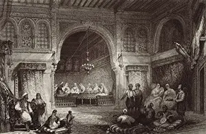 1907 Prints: Interior of a Moor Palace. Engraving (19th c)