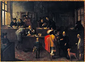 Period Costume Prints: Interior Scene (probably a banque)