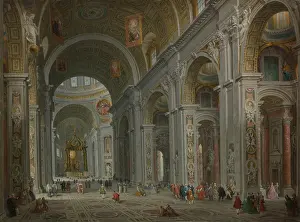 Statues Prints: INTERIOR OF ST. PETER'S, by Giovanni Paolo Panini