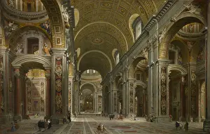 Italian Prints: Interior of St. Peter's, Rome