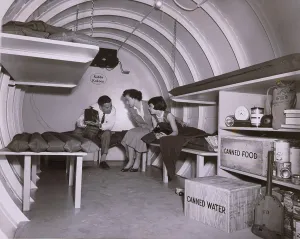 Atomic Prints: Interior of an underground atomic fallout shelter on Long Island, New York 1955