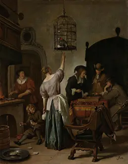 Spoon Prints: Interior with a Woman Feeding a Parrot